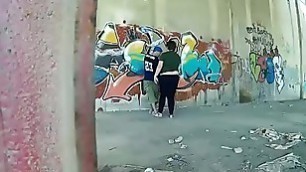 Rapper is painting a wall and a  appears to suck his cock GUI088