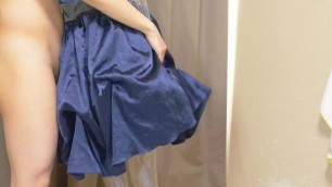 blue satin dress masturbation and cumshot