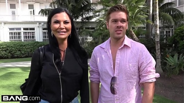 Jasmine Jae is a hot MILF with big tits and a pierced clit&period; The trio go to the beach where Jasmine exposes her pussy for the public to see&excl;